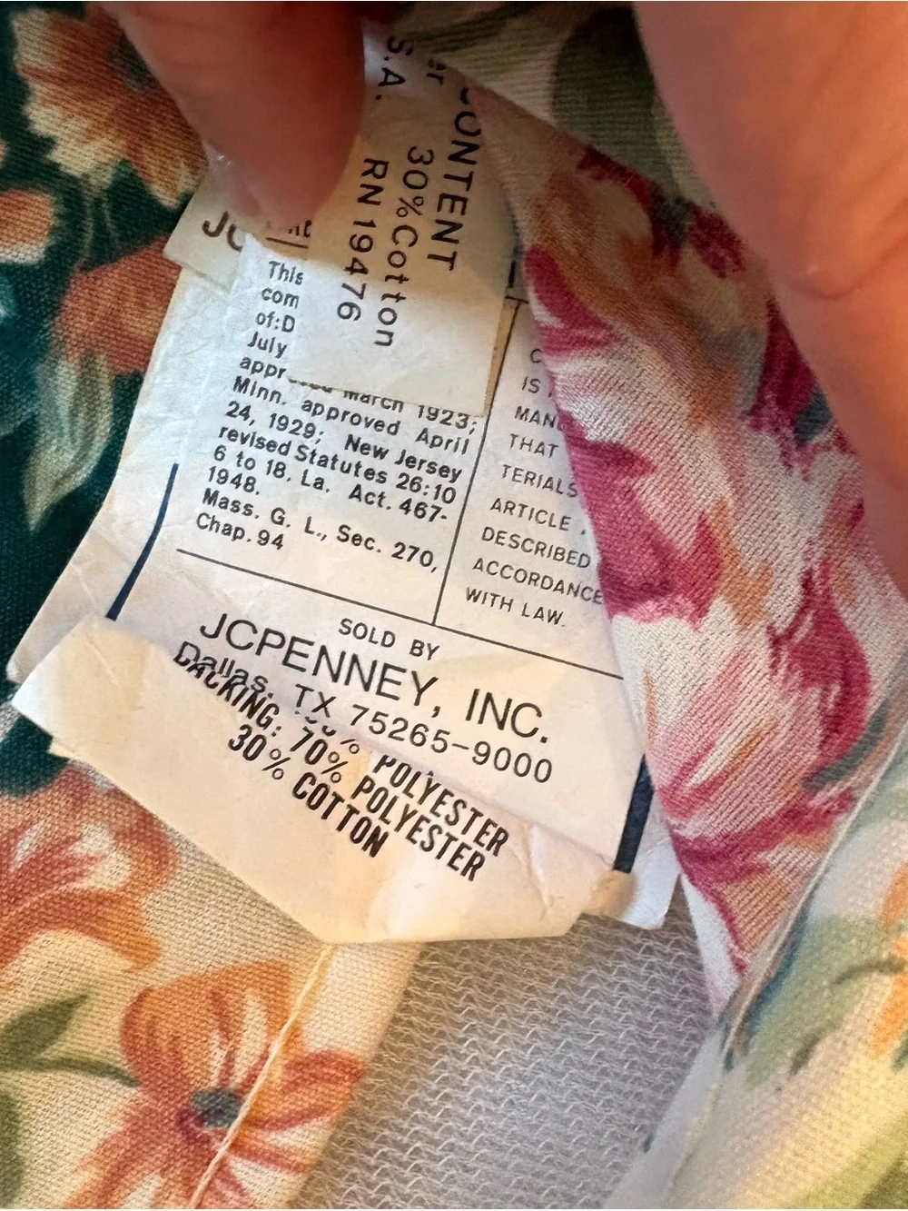 jcpenney Floral Stripe Pillow Sham in Green, Cream and Pink